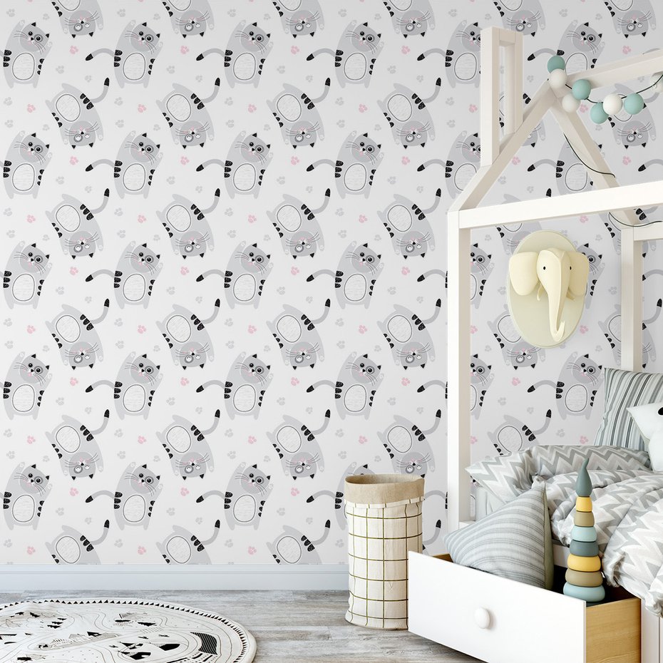 Tapeta - dziecięca, koty, tło,