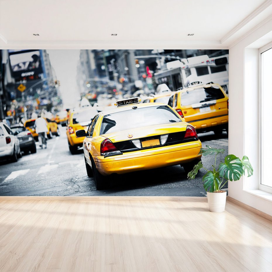 Fototapeta - taxi, miasto, ulica