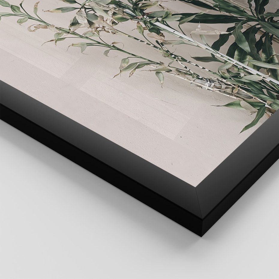 Zestaw obrazy w ramie, plakaty - rośliny, kwiaty, liście - rama czarna