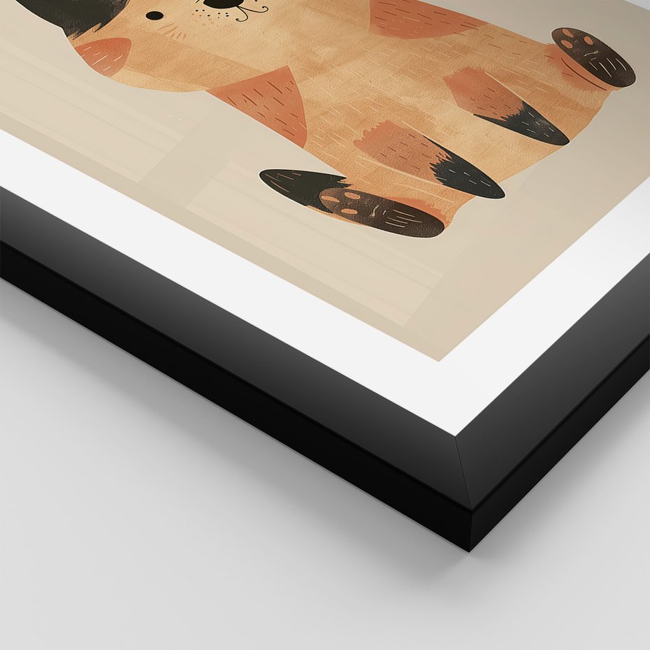 Zestaw obrazy w ramie, plakaty - zwierzęta, kot, pies - rama czarna