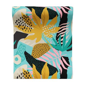 Tapeta - liście, abstrakcja, kropki