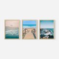 Zestaw obrazy w ramie, plakaty - plaża, morze, woda - rama drewno