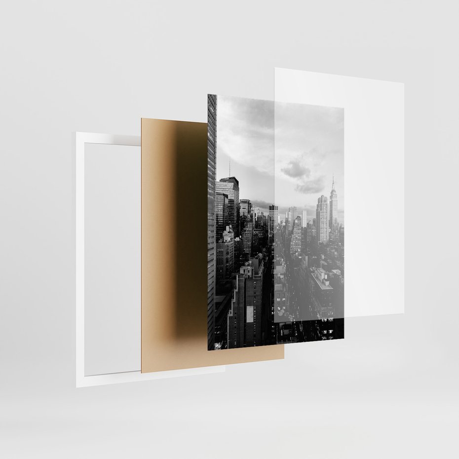 Zestaw obrazy w ramie, plakaty - miasto, budynki, most - rama biała