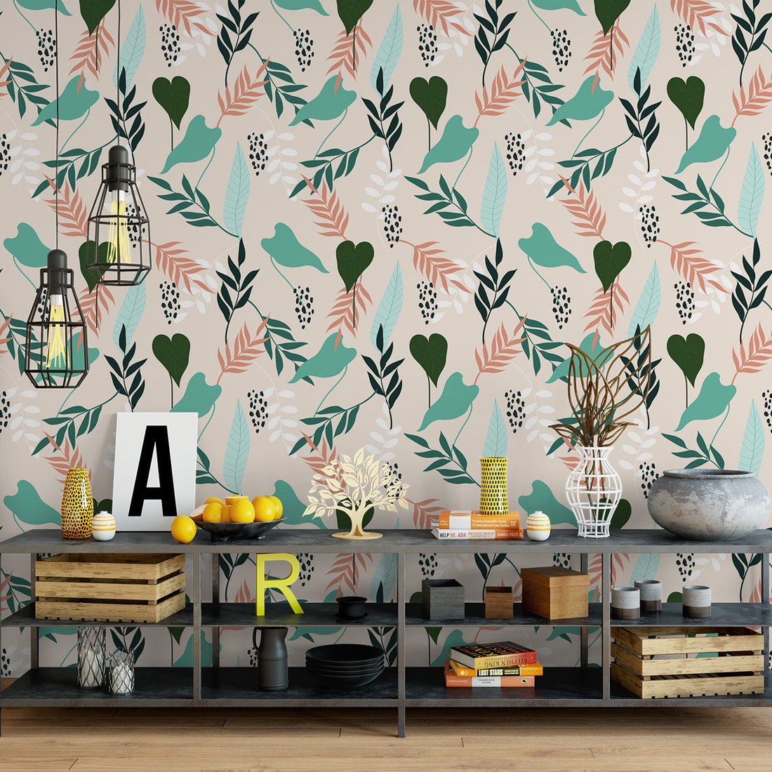 Tapeta - liście, gałązki, abstrakcja