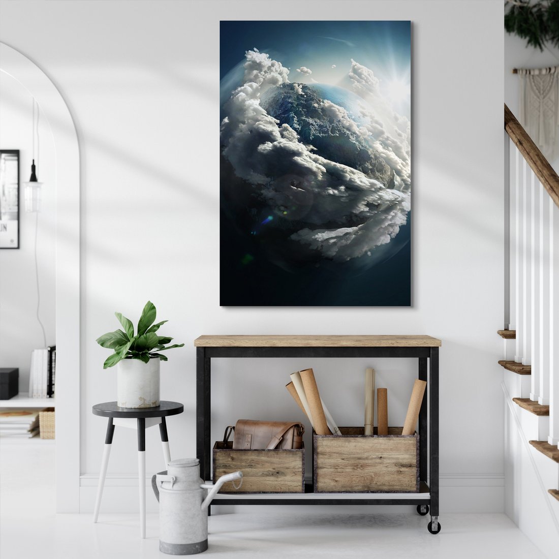 Obraz na płótnie - planeta, chmury, kosmos