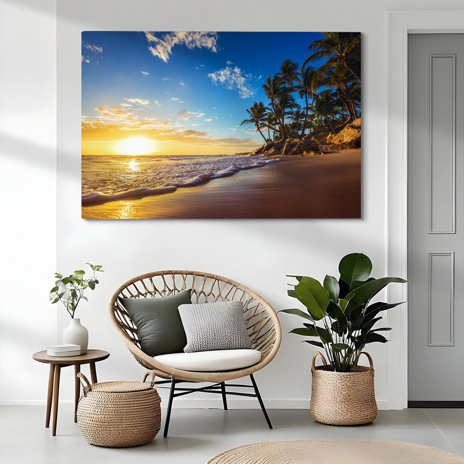 Obraz na płótnie - plaża, morze, palmy