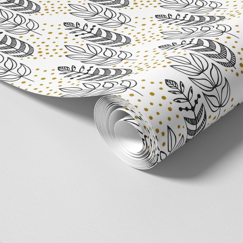 Tapeta - liście, kropki, abstrakcja