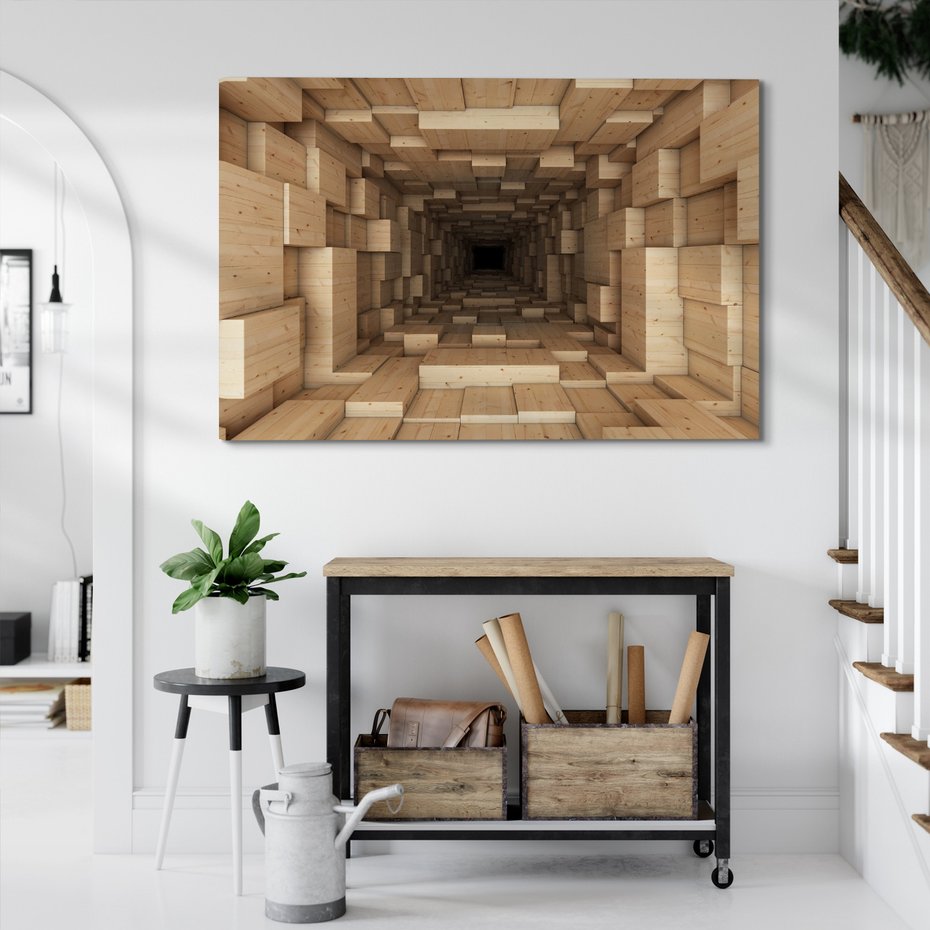 Obraz na płótnie - drewno, tunel, abstrakcja