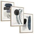 Zestaw obrazy w ramie, plakaty - abstrakcja, kształty, geometria - rama drewno