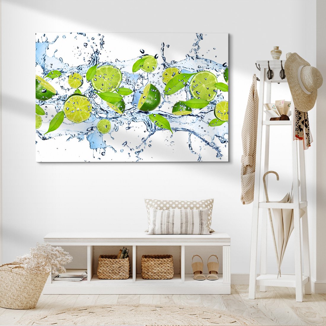Obraz na płótnie - limonka, woda, liście