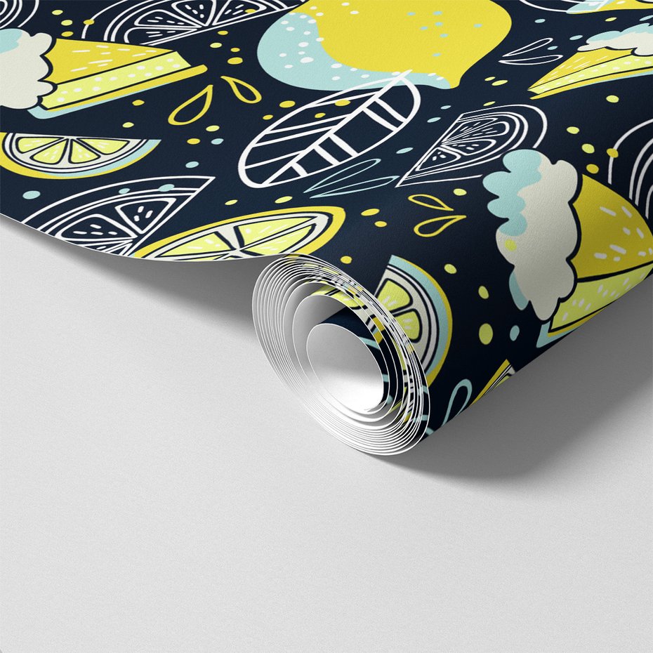 Tapeta - cytryny, ciasto, liście