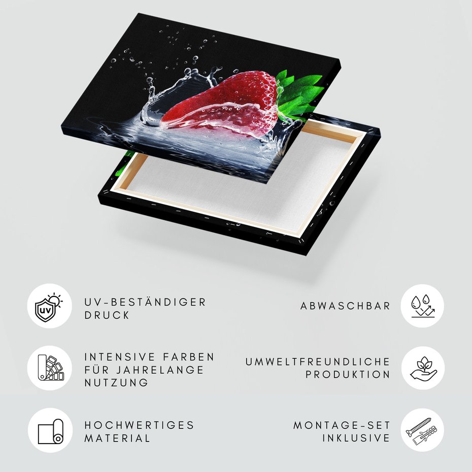 Obraz na płótnie - truskawka, woda, owoc