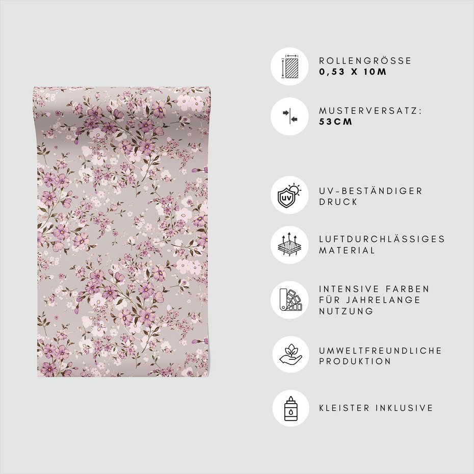 Tapeta - kwiaty, gałązki, elegancja