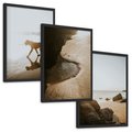 Zestaw obrazy w ramie, plakaty - plaża, morze, pies - rama czarna