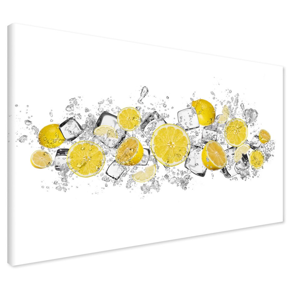 Obraz na płótnie - cytryny, lód, woda