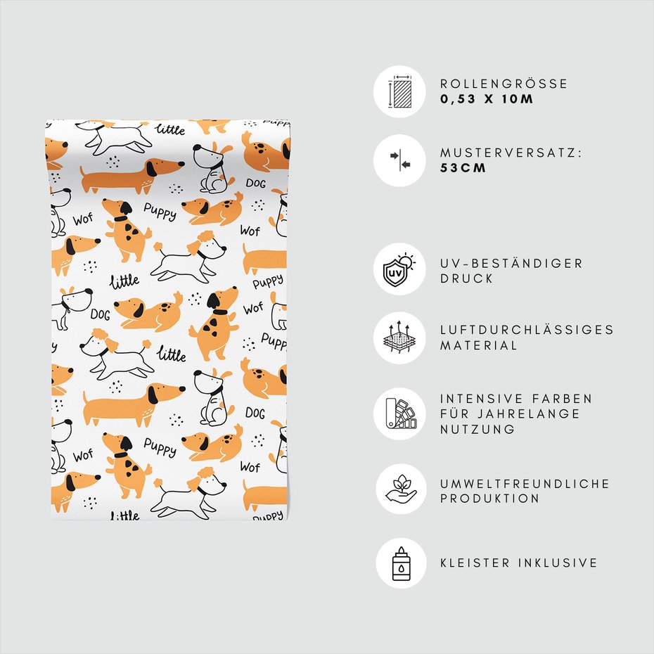 Tapeta - dziecięca, psy, szczeniak,