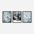 Zestaw obrazy w ramie, plakaty - zima, śnieg, mróz - rama czarna