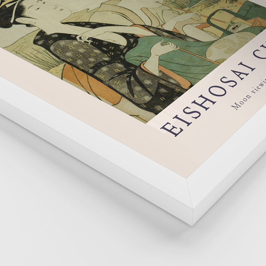 Zestaw obrazy w ramie, plakaty - japonizm, kobiety, portret - rama biała