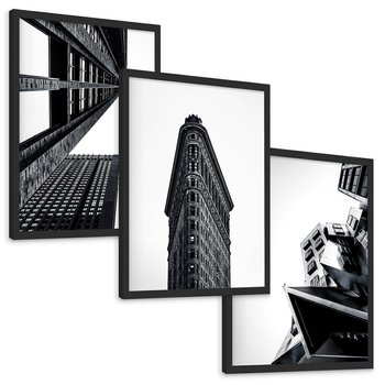 Zestaw obrazy w ramie, plakaty - architektura, budynki, miejski - rama czarna