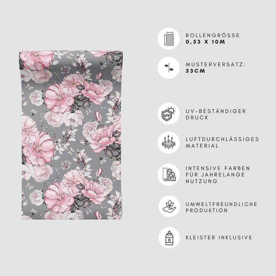 Tapeta - kwiaty, róże, motyle