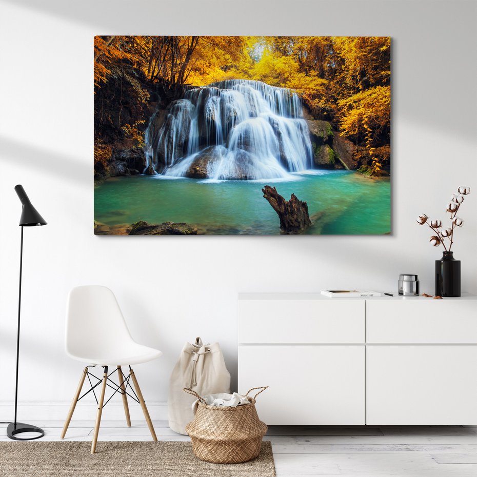Obraz na płótnie - wodospad, las, natura