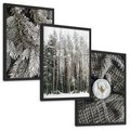 Zestaw obrazy w ramie, plakaty - zima, śnieg, las - rama czarna