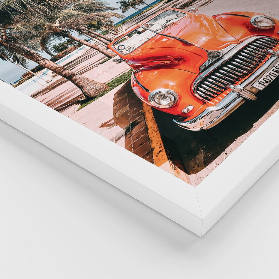 Zestaw obrazy w ramie, plakaty - palmy, plaża, wakacje - rama biała