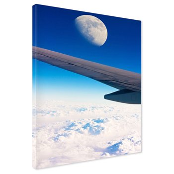 Obraz na płótnie - samolot, niebo, księżyc