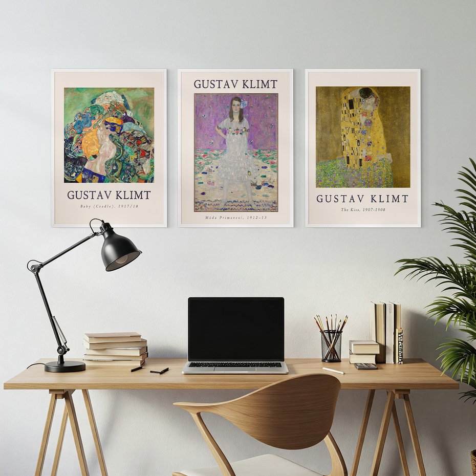 Zestaw obrazy w ramie, plakaty - Gustav Klimt, obraz, sztuka - rama biała