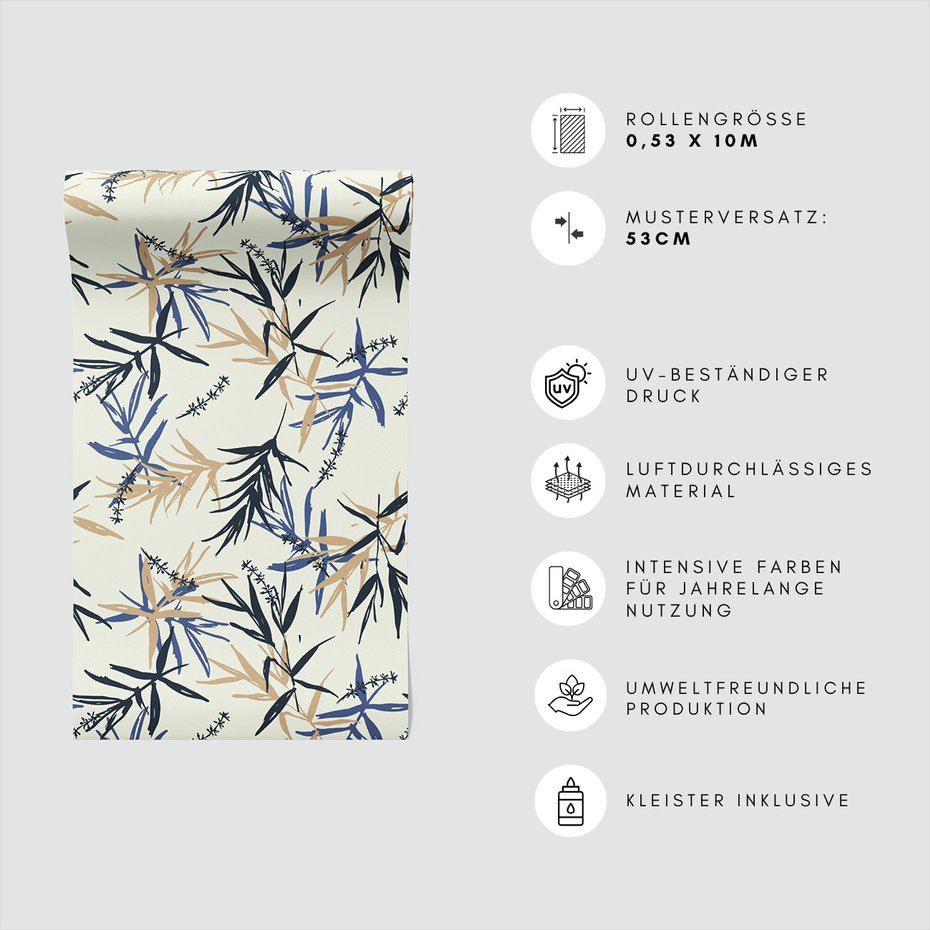 Tapeta - liście, kwiaty, gałązki