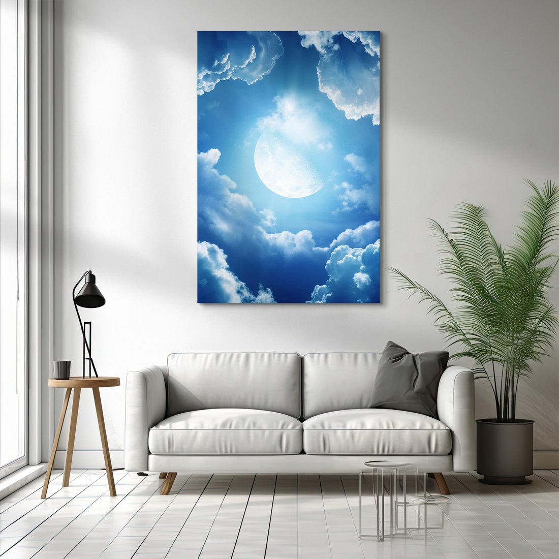Obraz na płótnie - księżyc, chmury, niebo