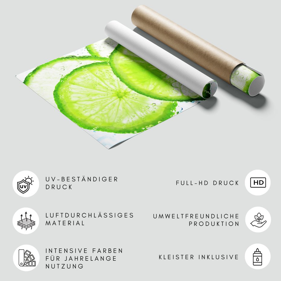 Fototapeta - limonka, plasterki, woda