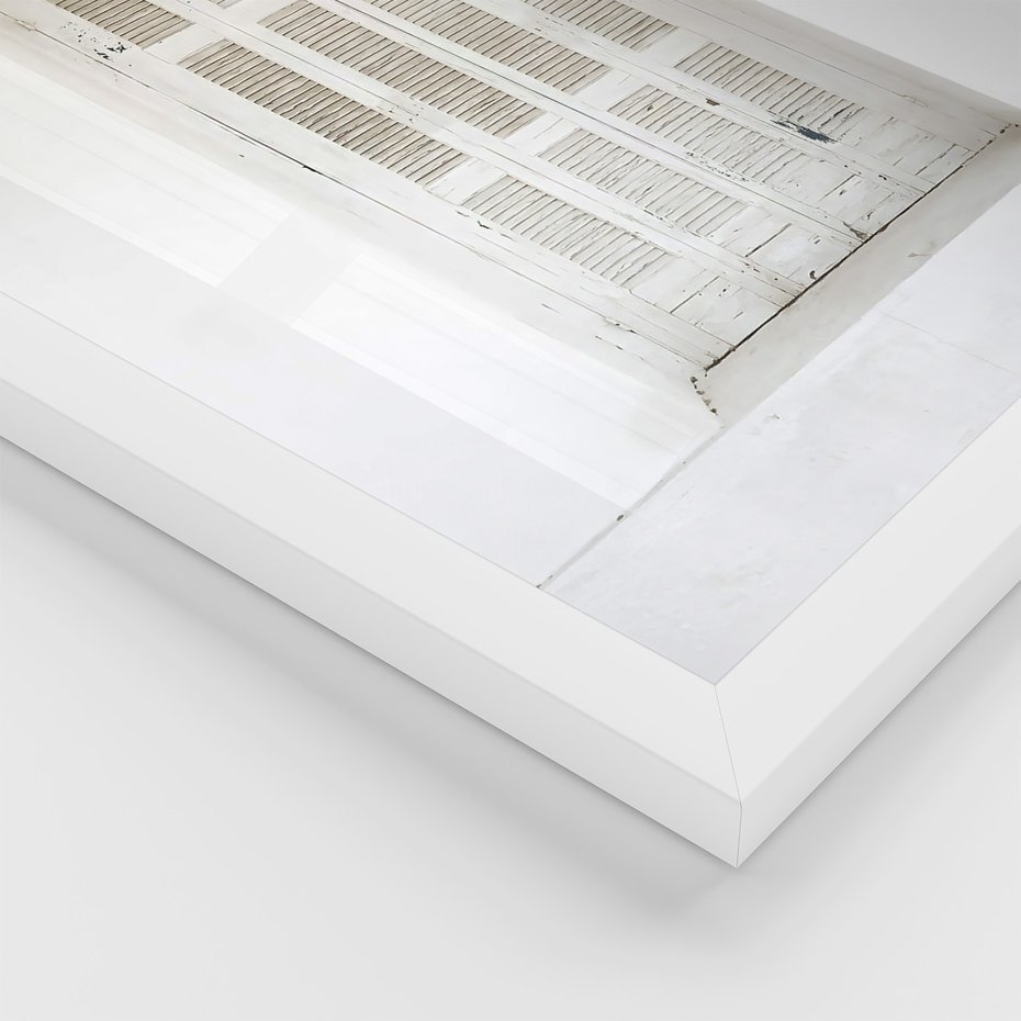 Zestaw obrazy w ramie, plakaty - ściana, schody, drzwi - rama biała