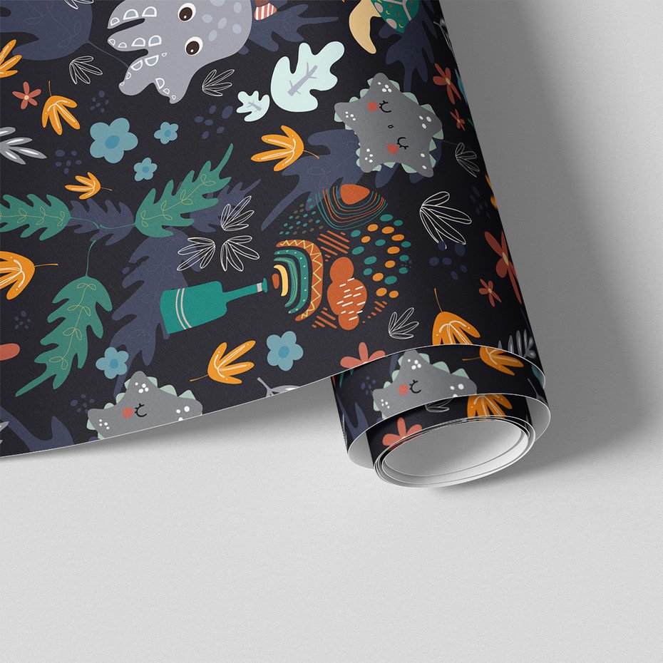 Tapeta - dziecięca, żółw, ośmiornica, liście