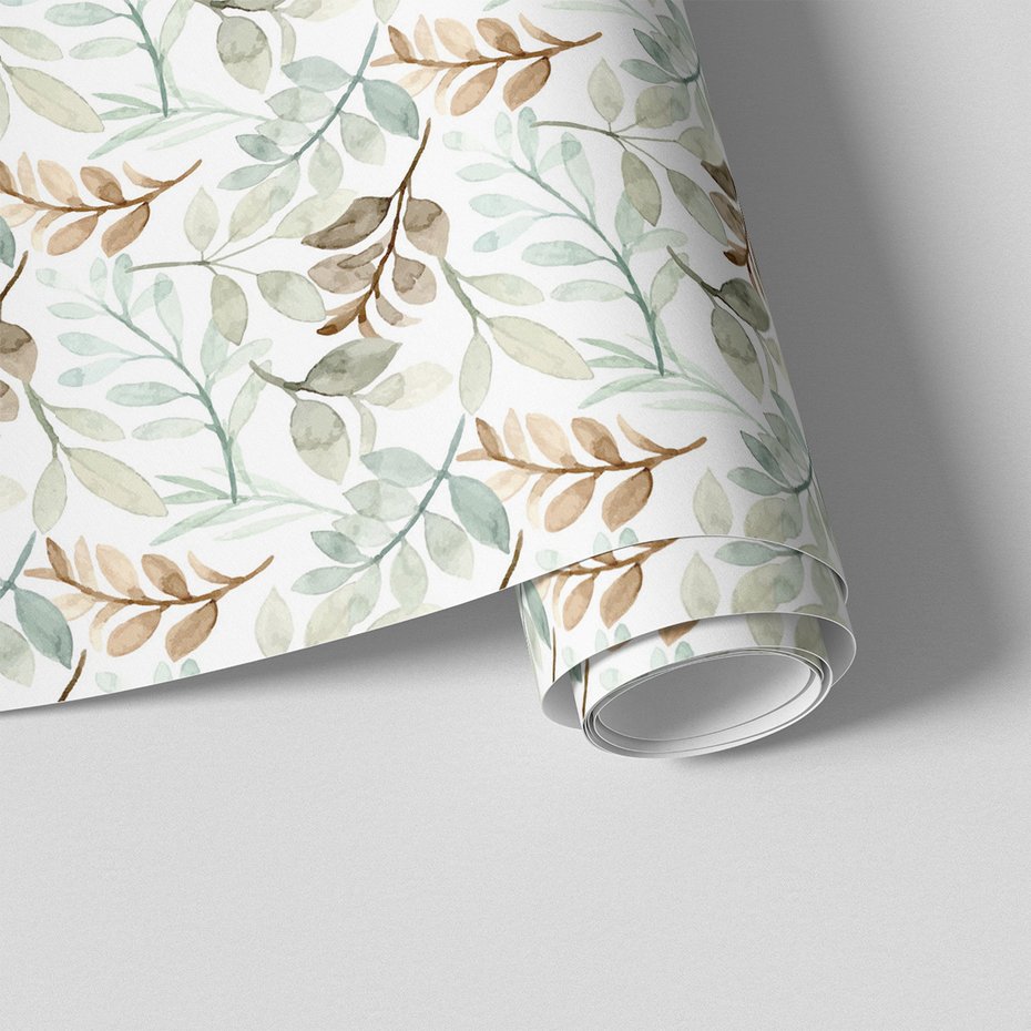 Tapeta - liście, gałązki, akwarela