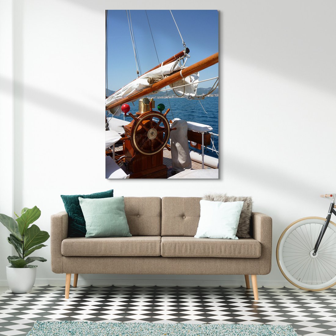 Obraz na płótnie - żaglówka, morze, ster