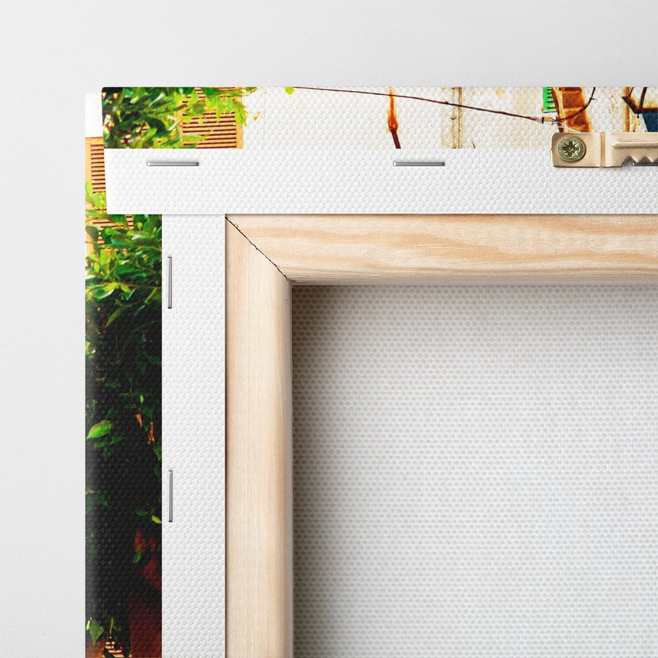 Obraz na płótnie - uliczka, schody, kwiaty