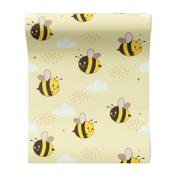 Tapeta - dziecięca, pszczoła, chmura, kropka