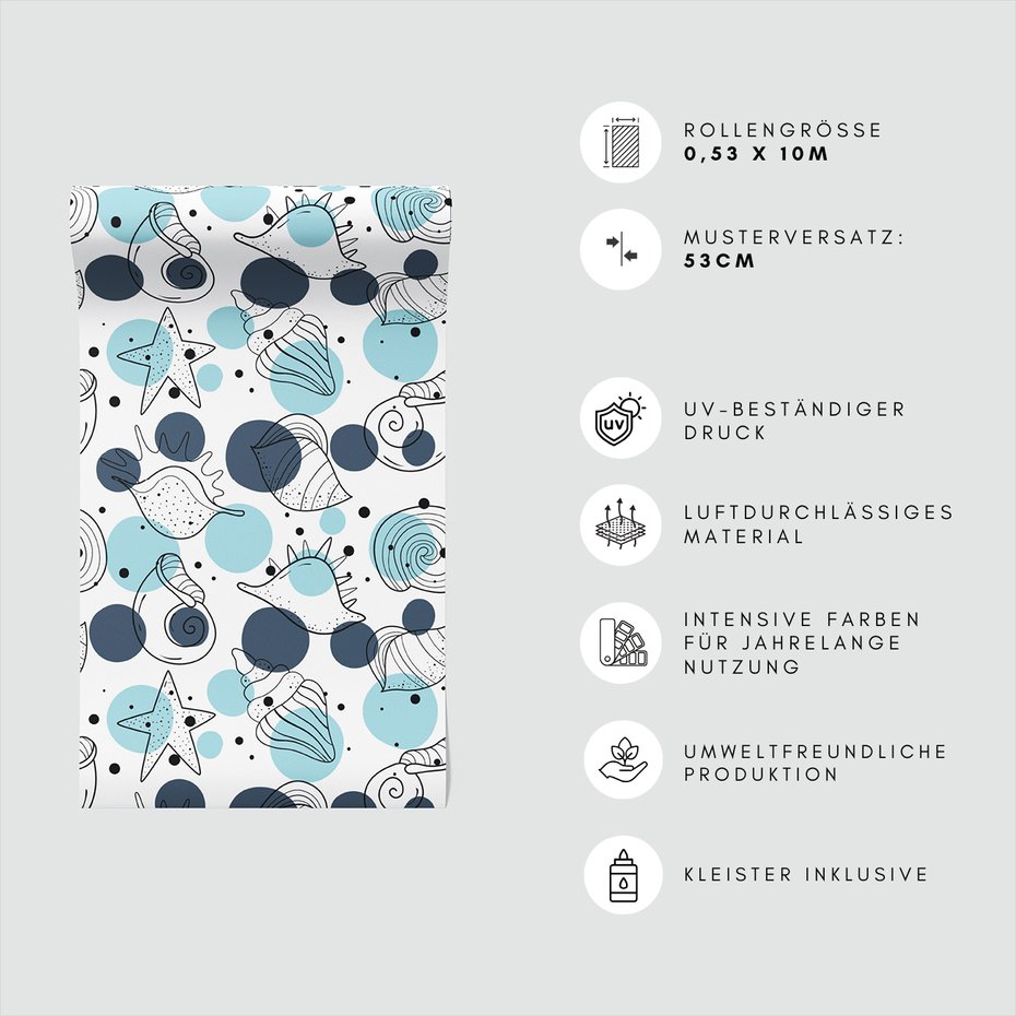 Tapeta - muszle, gwiazda, kropki