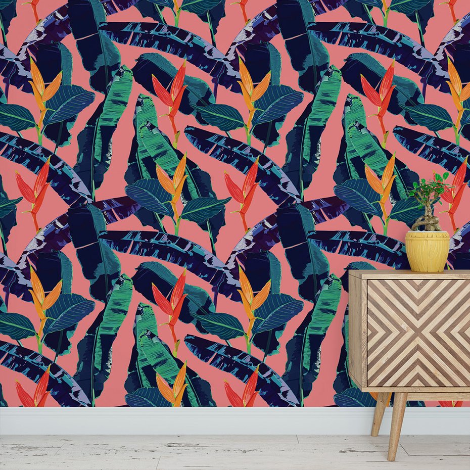 Tapeta - liście, kwiaty, tropiki