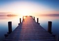 Fototapeta - jezioro, pomost, wschód słońca