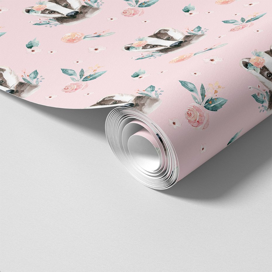 Tapeta - borsuk, kwiaty, liście