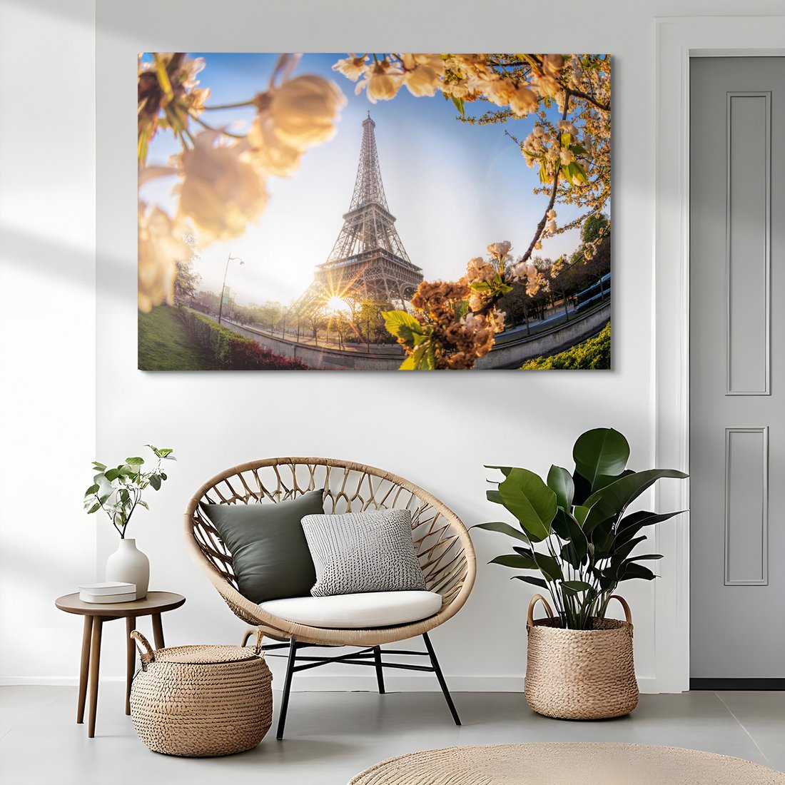 Obraz na płótnie - Wieża Eiffla, Paryż, kwiaty