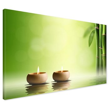 Obraz na płótnie - bambus, świece, relaks