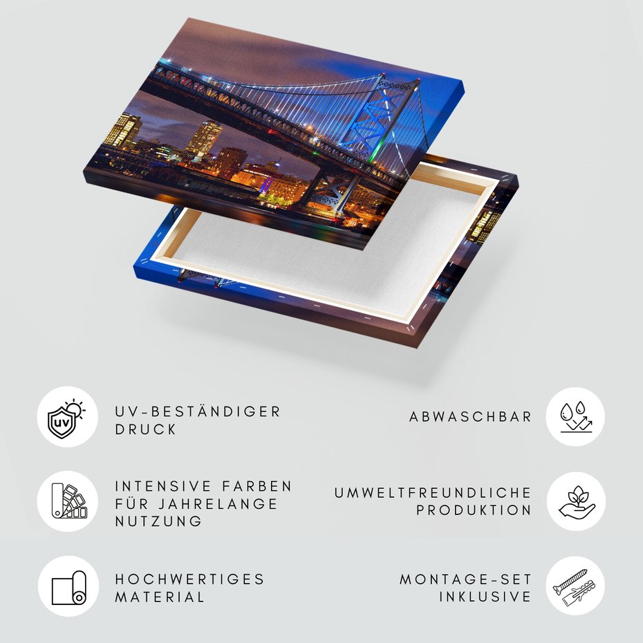 Obraz na płótnie - most, miasto, noc