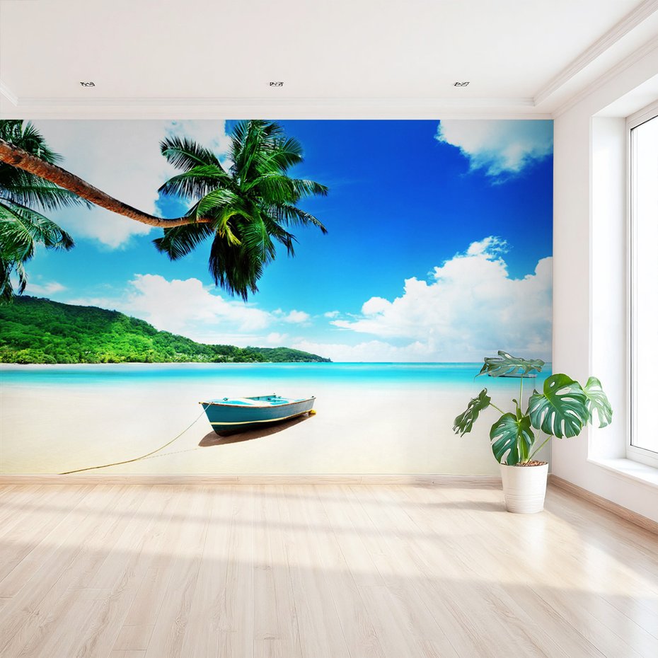 Fototapeta - plaża, morze, palma