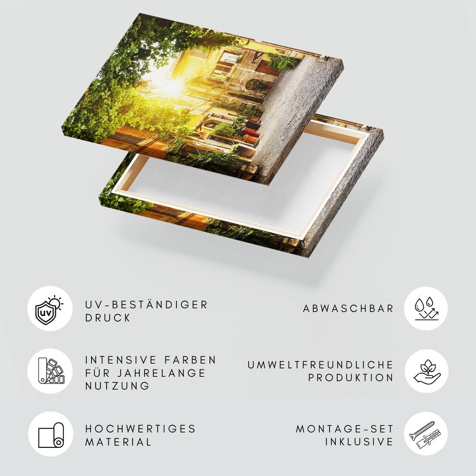 Obraz na płótnie - uliczka, budynki, słońce