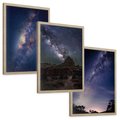 Zestaw obrazy w ramie, plakaty - gwiazdy, noc, galaktyka - rama drewno