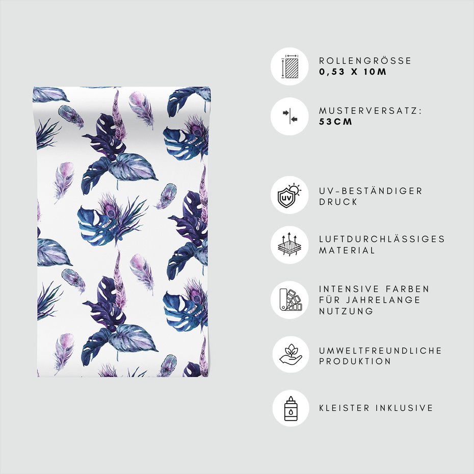 Tapeta - liście, pióra, abstrakcja