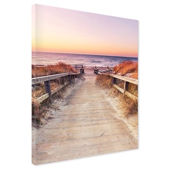 Obraz na płótnie - plaża, morze, zachód słońca